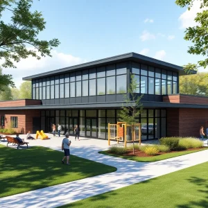 Conceptual design of a police substation and park area