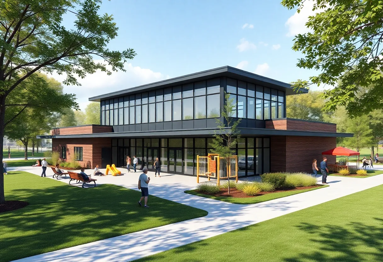 Conceptual design of a police substation and park area