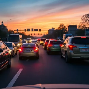 Illustration of busy street in Shreveport highlighting traffic and vehicle safety