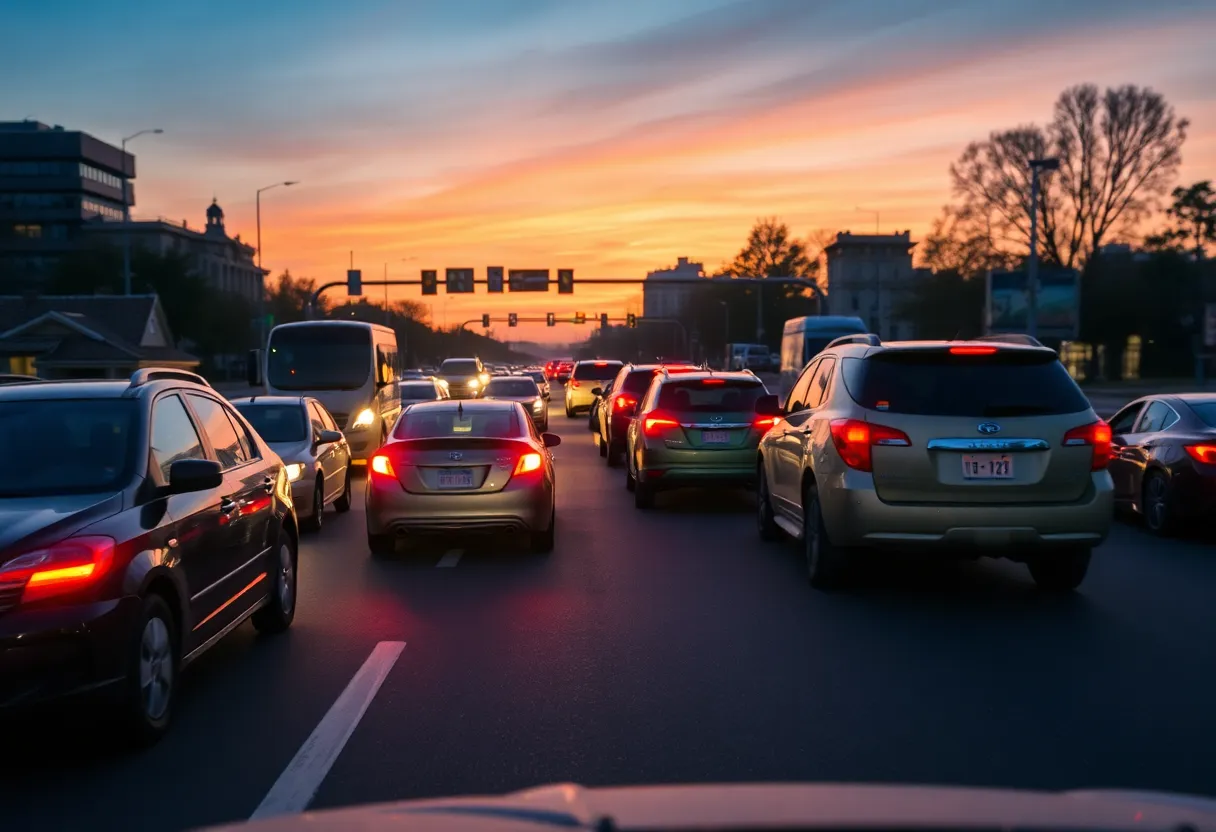 Illustration of busy street in Shreveport highlighting traffic and vehicle safety