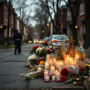 Makeshift memorial in Shreveport neighborhood