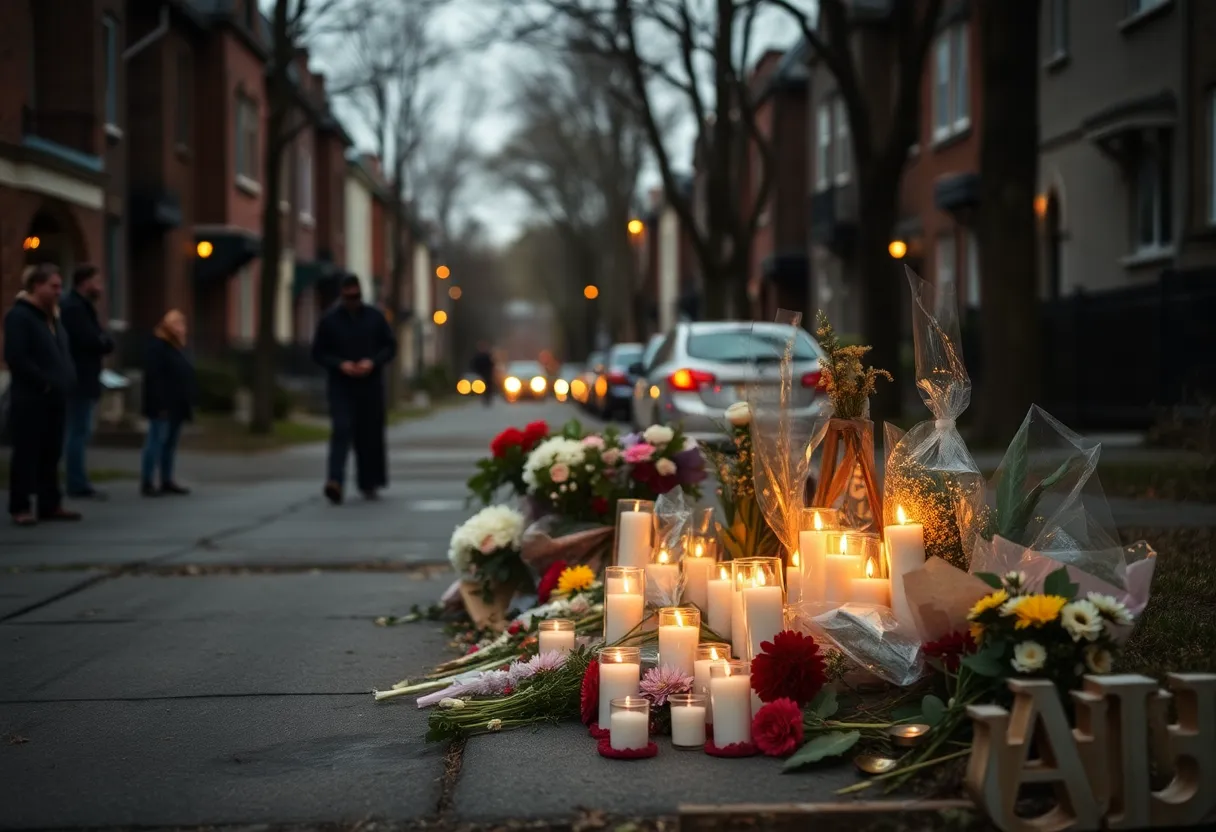 Makeshift memorial in Shreveport neighborhood