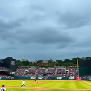 Intense baseball action at the University of South Carolina field