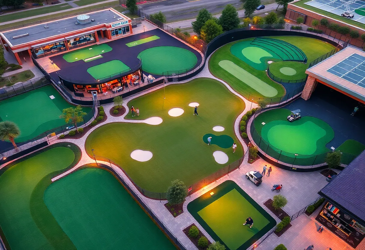 Aerial view of Chasing Aces Golf Entertainment Complex in Bossier City
