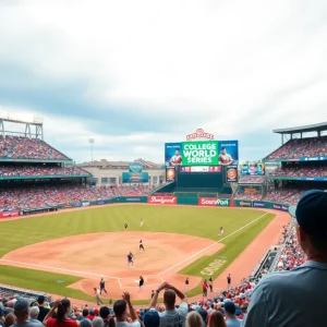 Fans enjoying a college baseball game in a stadium