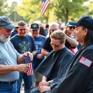 Veterans receiving free haircuts at Comcast's giveaway event