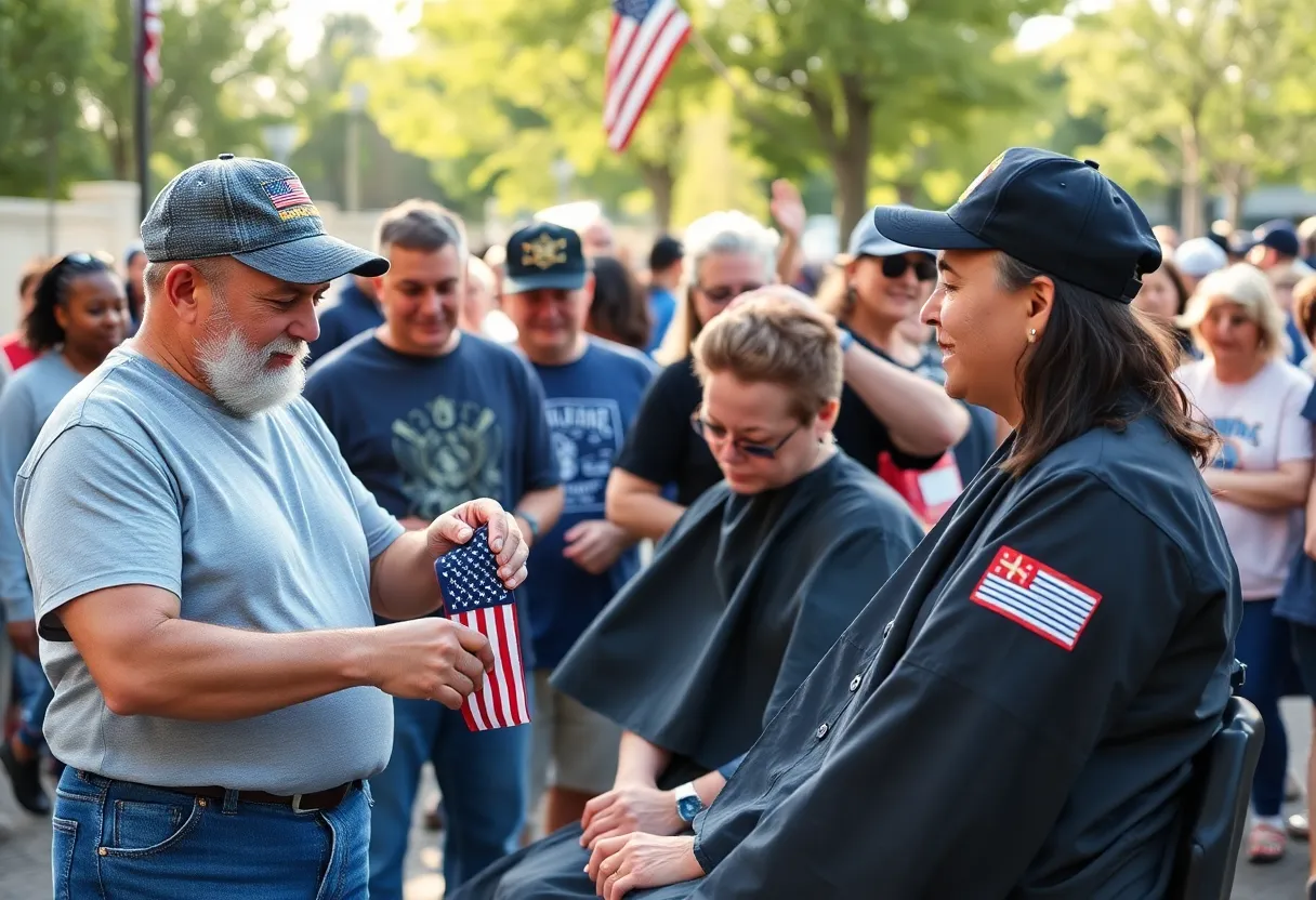 Veterans receiving free haircuts at Comcast's giveaway event