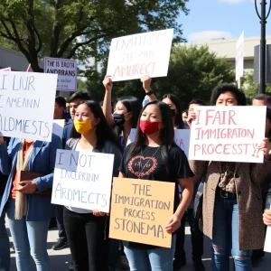 Protesters holding signs for student rights in Milford