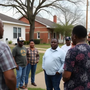 Community members discussing safety in Shreveport neighborhood