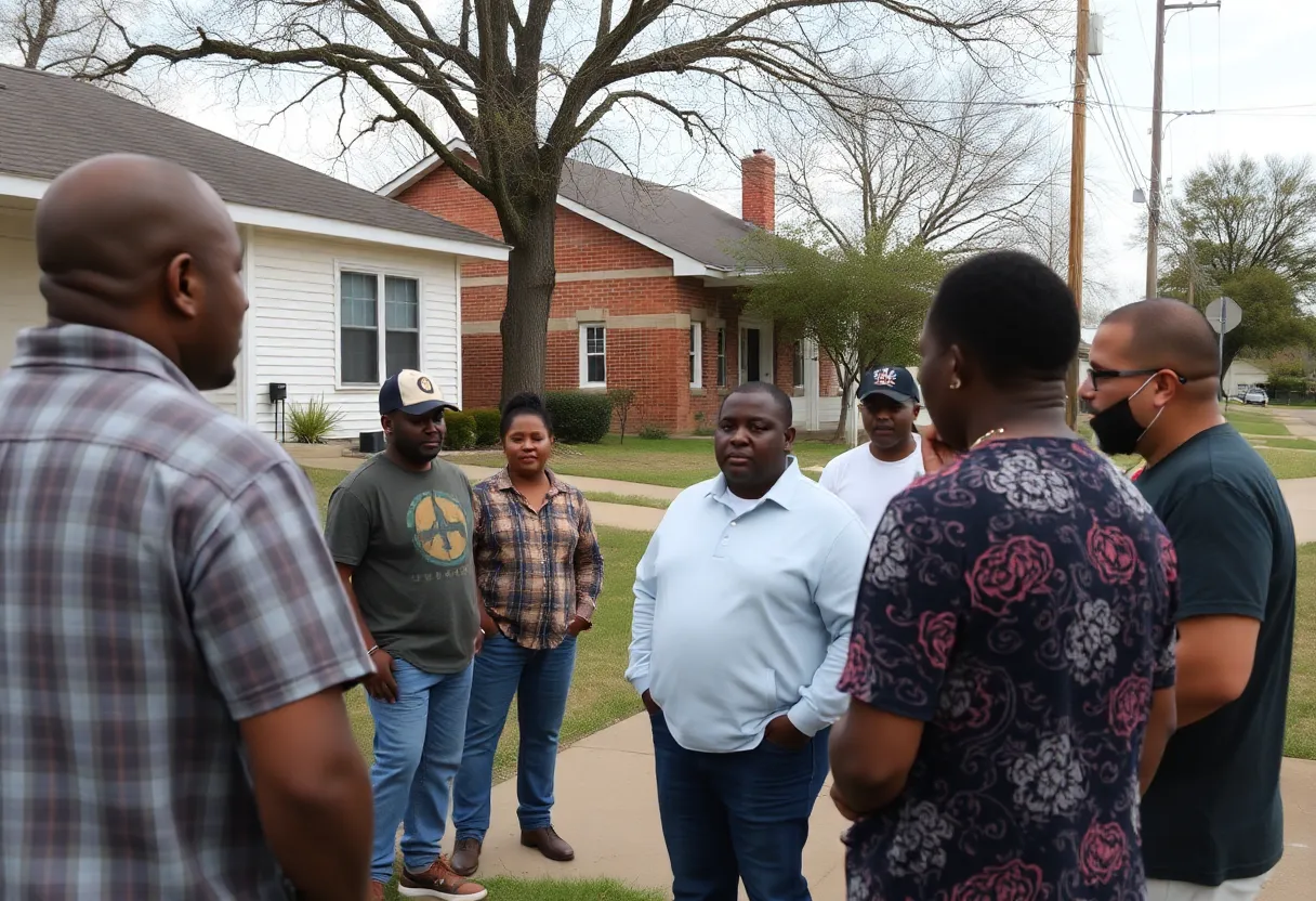 Community members discussing safety in Shreveport neighborhood