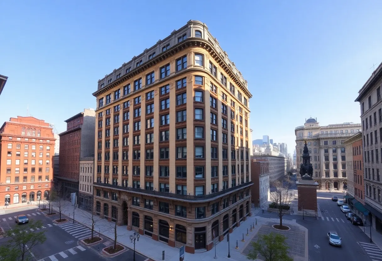 Exterior view of a historic 17-story building in Shreveport, Louisiana.