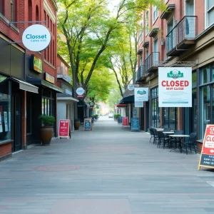 Closed storefronts at Louisiana Boardwalk