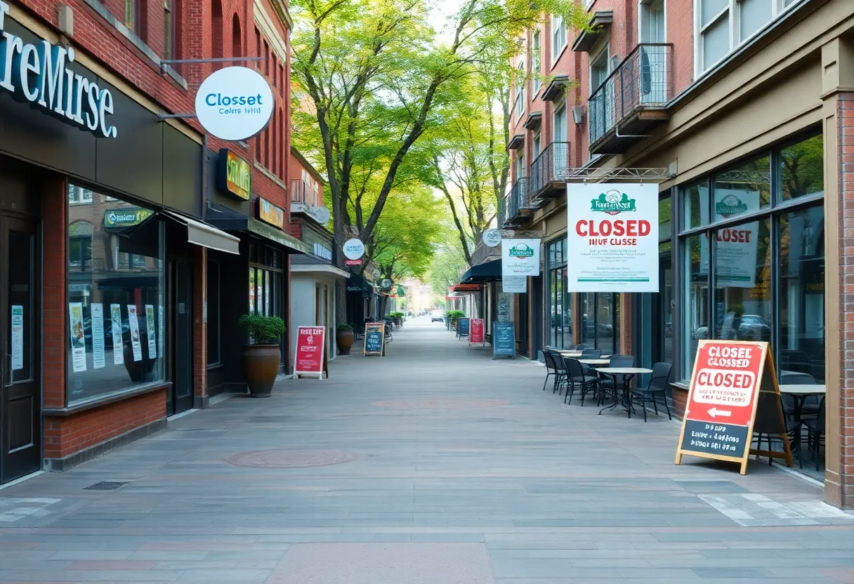 Closed storefronts at Louisiana Boardwalk