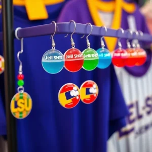 LSU fans showcasing Jell-O shot themed merchandise