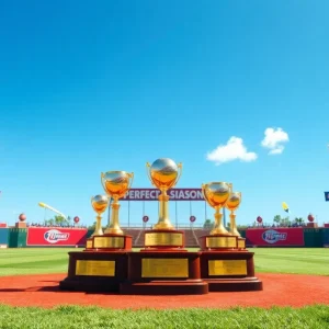 LSU Shreveport baseball team celebrating their perfect season.