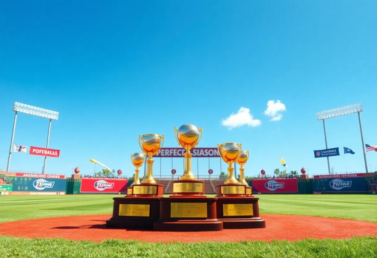 LSU Shreveport baseball team celebrating their perfect season.