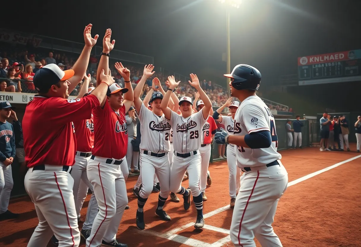 LSU Tigers celebrating their victory in the Men's College World Series