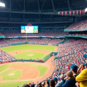 Fans celebrating LSU Tigers advancement to the College World Series championship
