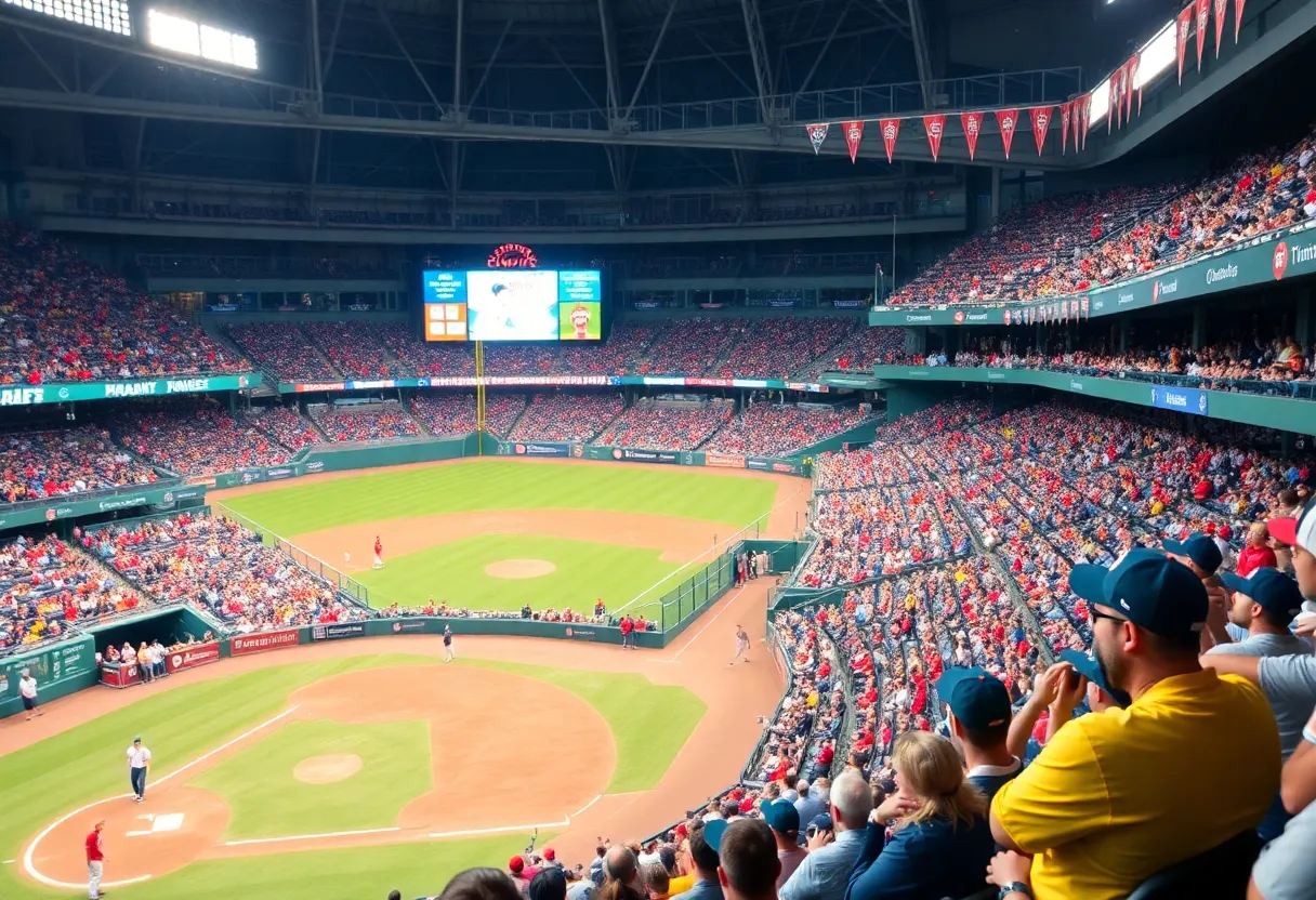 Fans celebrating LSU Tigers advancement to the College World Series championship