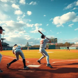 LSU baseball players celebrating after hitting a home run during the College World Series game against UCLA.