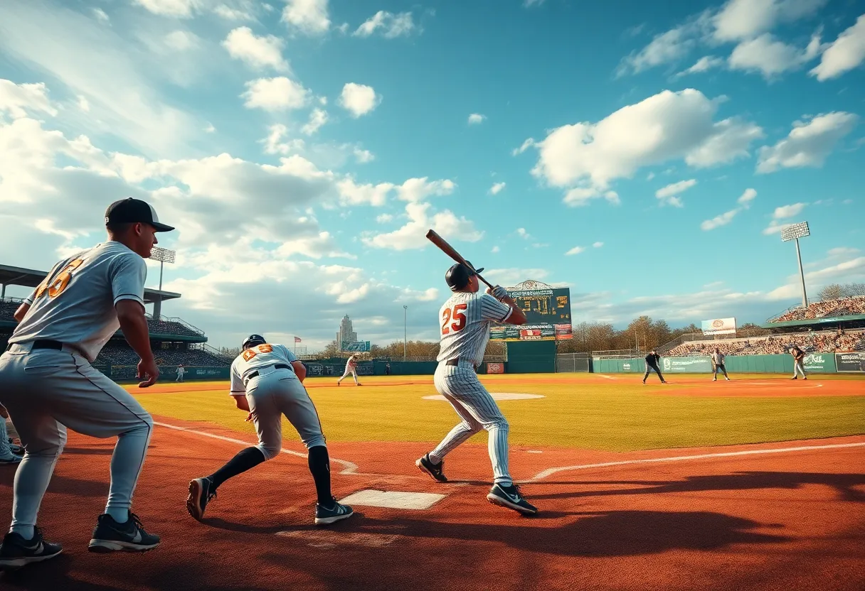 LSU baseball players celebrating after hitting a home run during the College World Series game against UCLA.