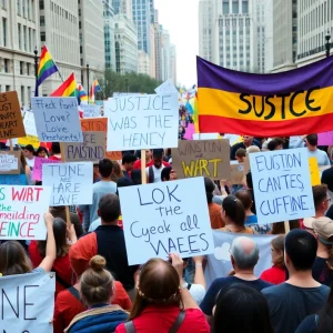 Protesters at the No Kings protests holding signs
