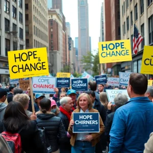 Diverse group of people discussing politics in New York City