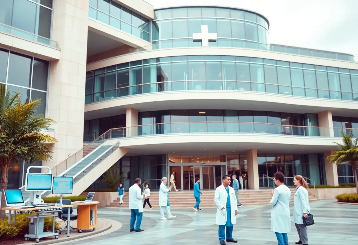 Exterior view of Ochsner LSU Health hospital building