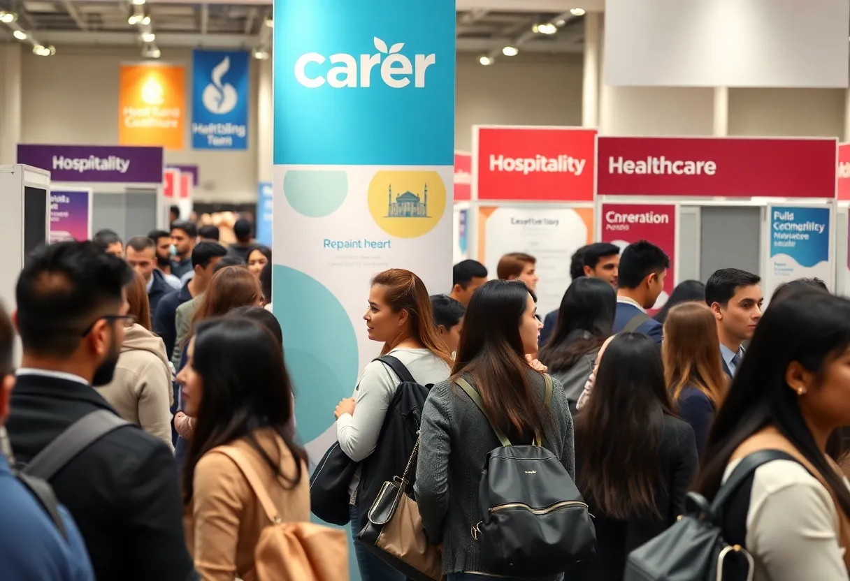 Job seekers at Shreveport career fair interacting with employers