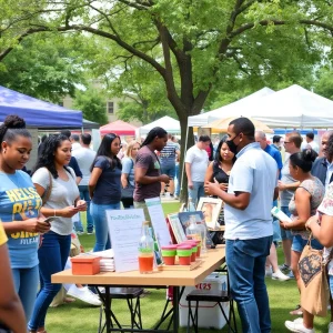 Community members participating in health workshops at a local event in Shreveport.