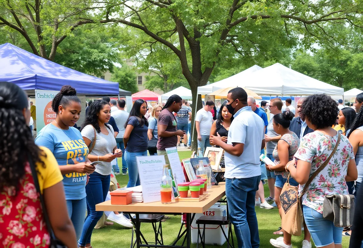 Community members participating in health workshops at a local event in Shreveport.
