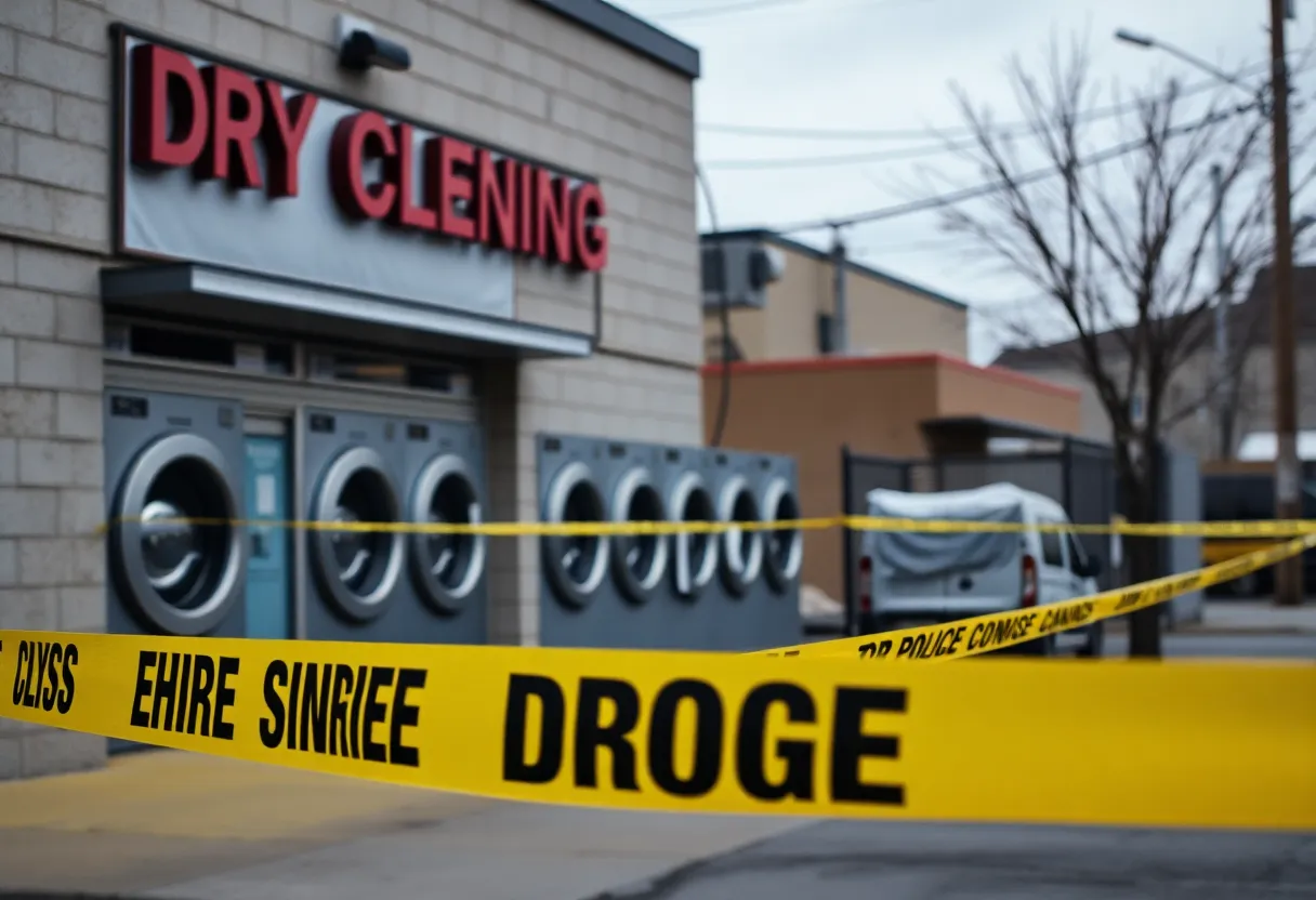 Shreveport police at a dry cleaning facility