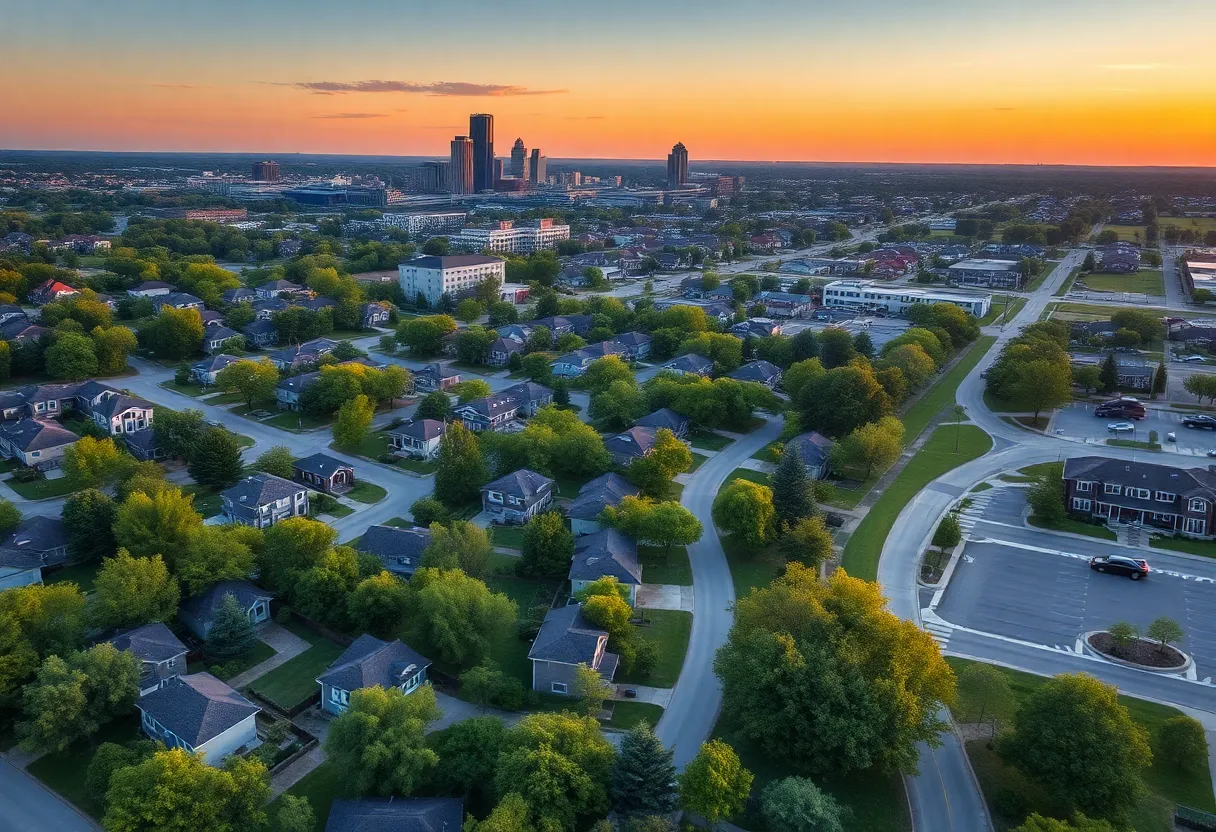 Aerial view of luxury homes in Shreveport, LA