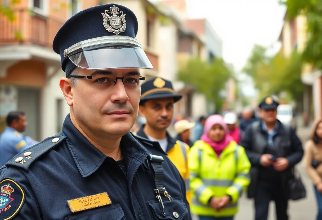 Shreveport police officer engaging with community members about safety