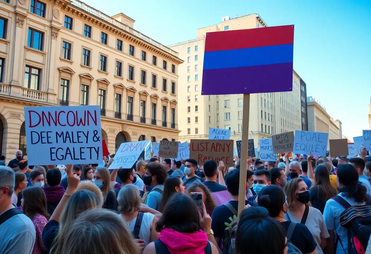 Protesters in Shreveport demonstrating for democracy and equal rights