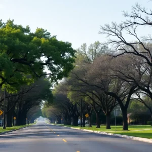 Scenic view of a road surrounded by trees in Shreveport, Louisiana