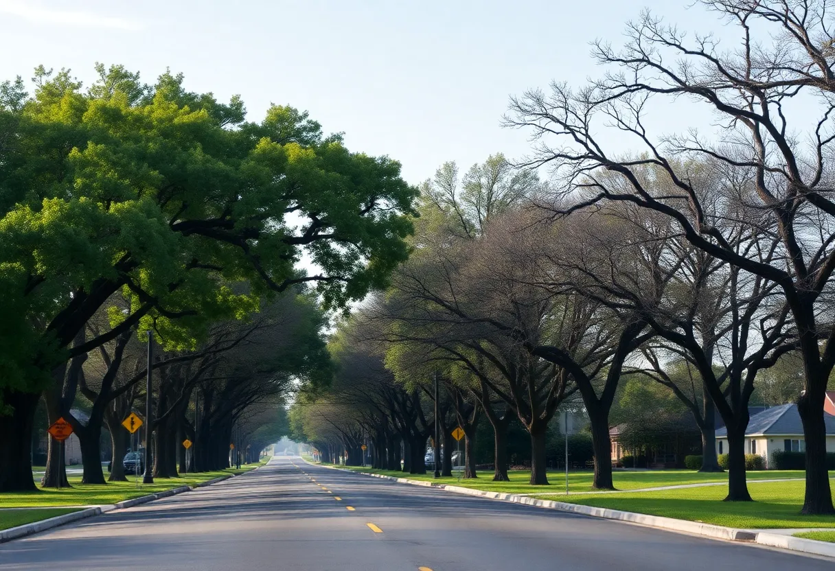 Scenic view of a road surrounded by trees in Shreveport, Louisiana