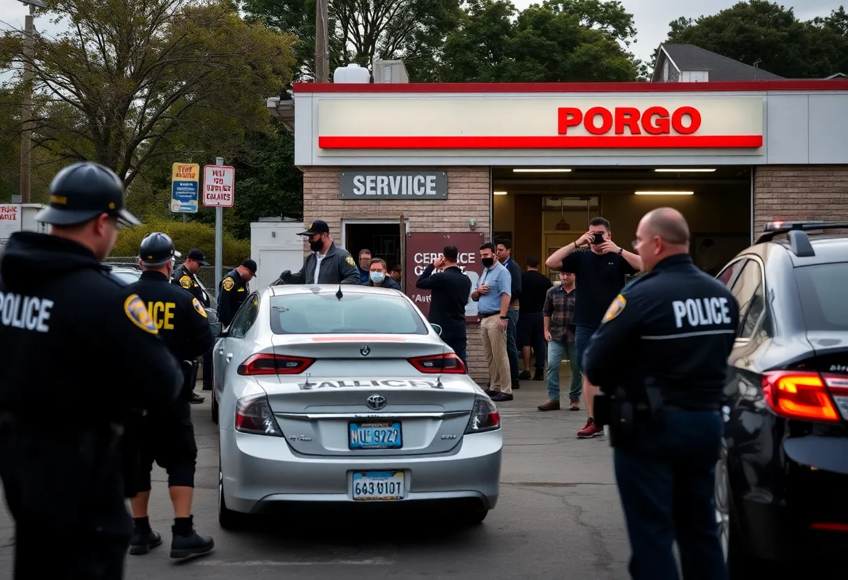 Police responding to a shooting incident outside an oil change facility in Shreveport.