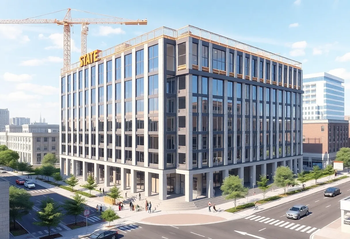 Architectural rendering of the new state office building in Shreveport