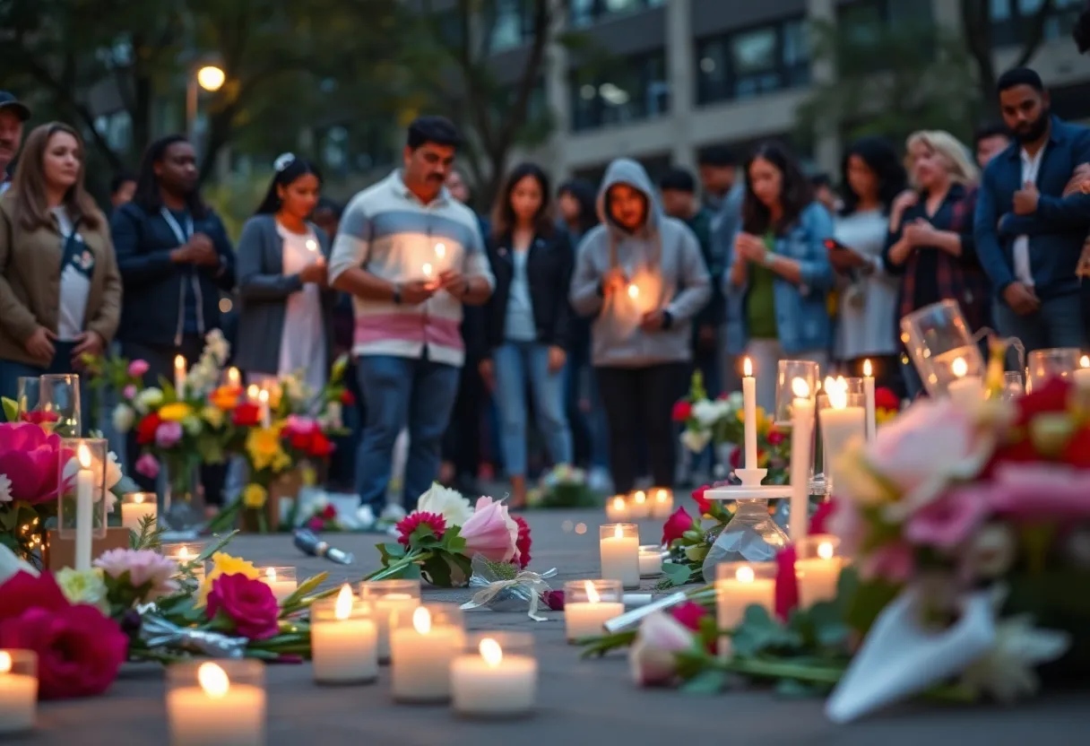 Community members gather for a vigil to honor a shooting victim in Shreveport