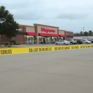 Crime scene at Walgreens parking lot in Shreveport