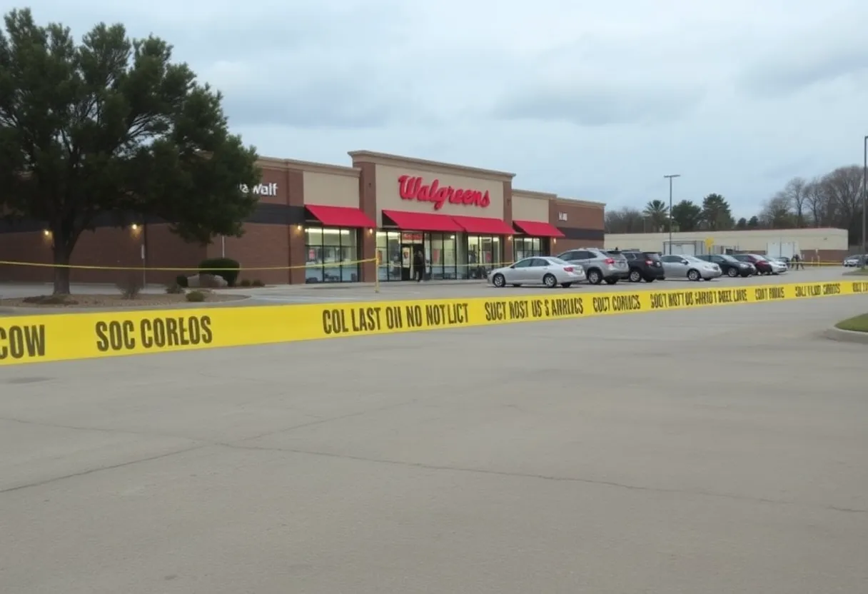 Crime scene at Walgreens parking lot in Shreveport