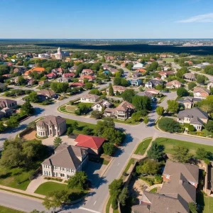 Aerial view of luxury homes in Shreveport, Louisiana