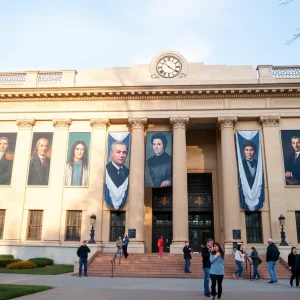 Interior view of the Smithsonian National Portrait Gallery showcasing art and visitors.