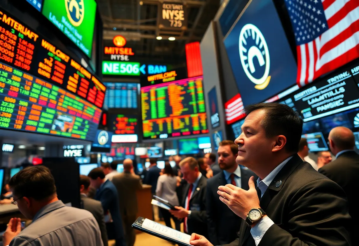 Traders in a stock market reacting to a significant drop in oil prices