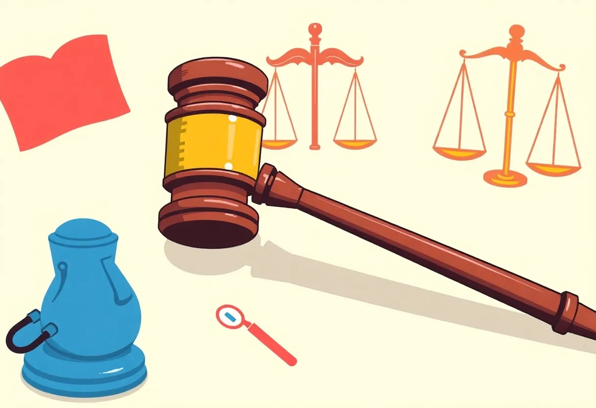 Gavel with justice and healthcare symbols