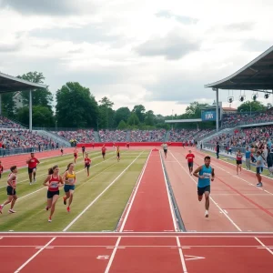 Athletes competing at the LSU Invitational track meet