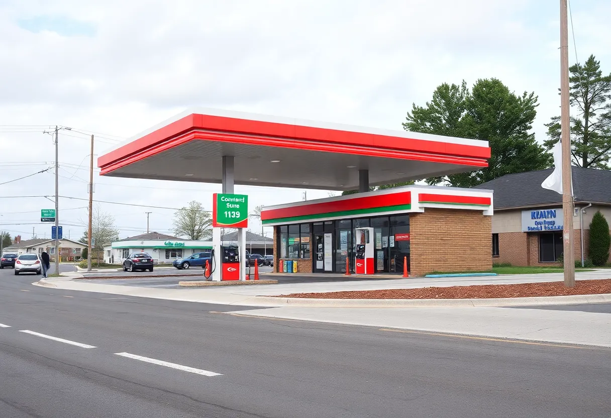 Rendering of new 7-Eleven store with gas pumps in Shreveport