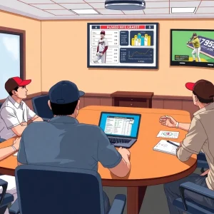 Scouts evaluating players during the baseball draft