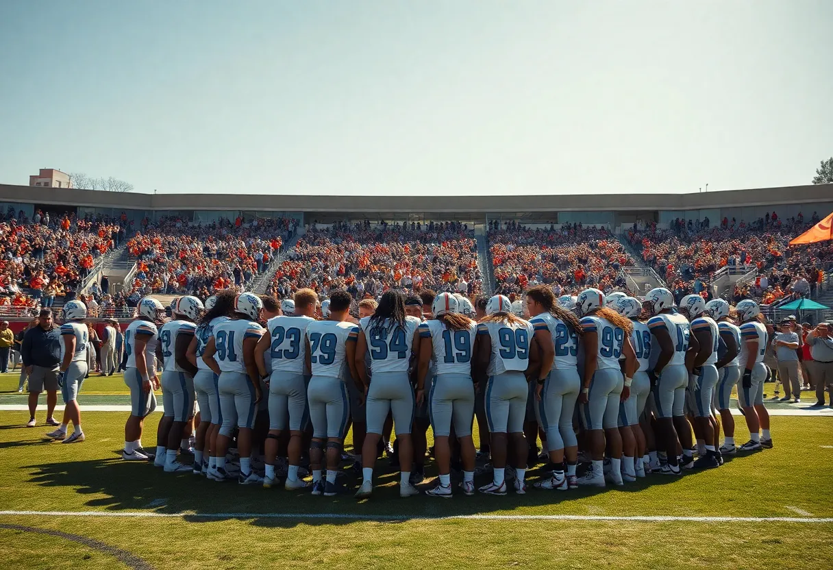 Centenary College football team on the field